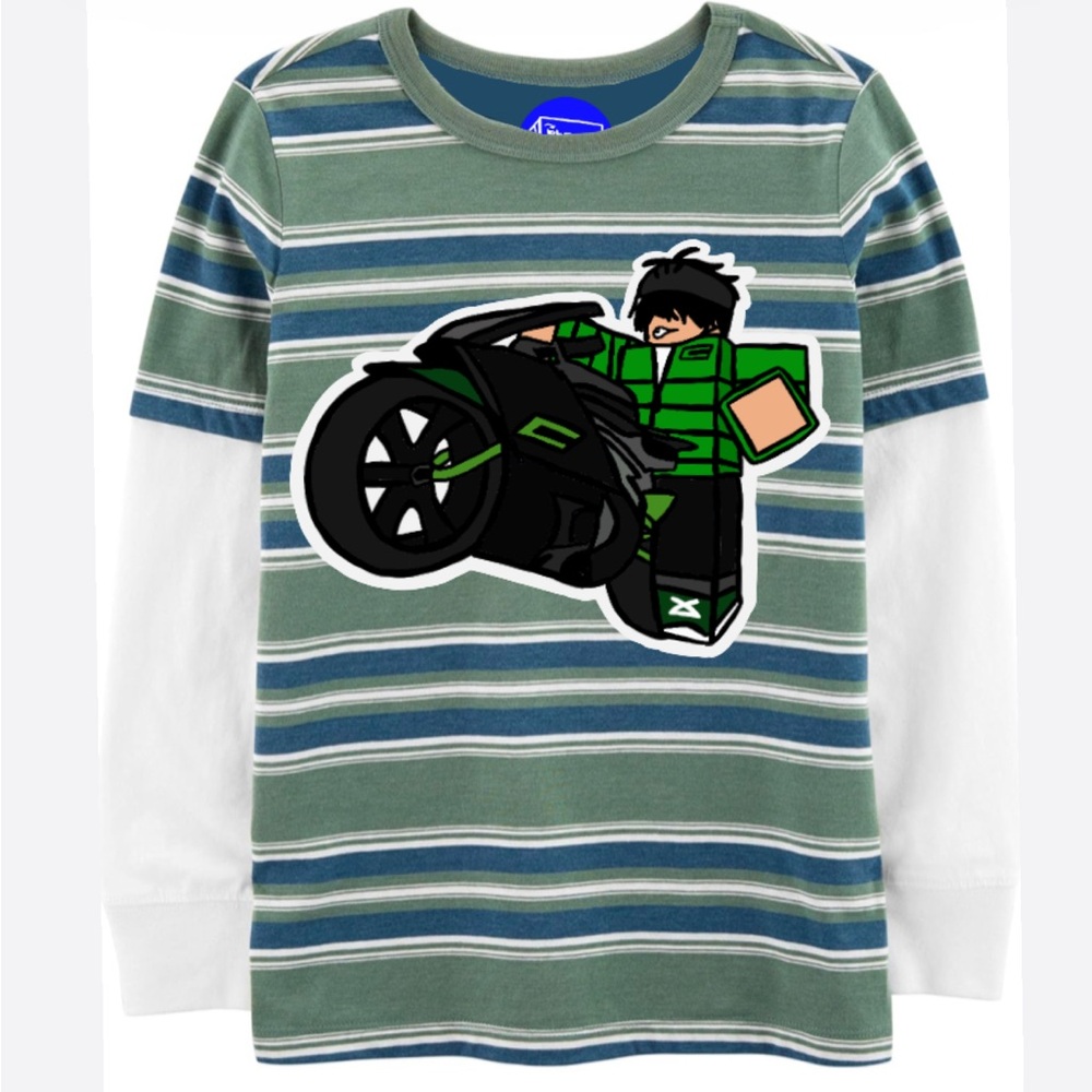 Roblox Kids Long Sleeve Graphic Striped Tee Shirt Boys